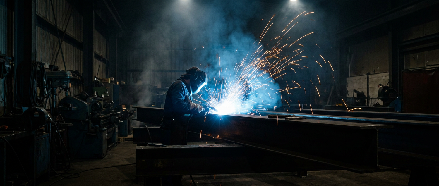 Welder at work in the Little Fab workshop